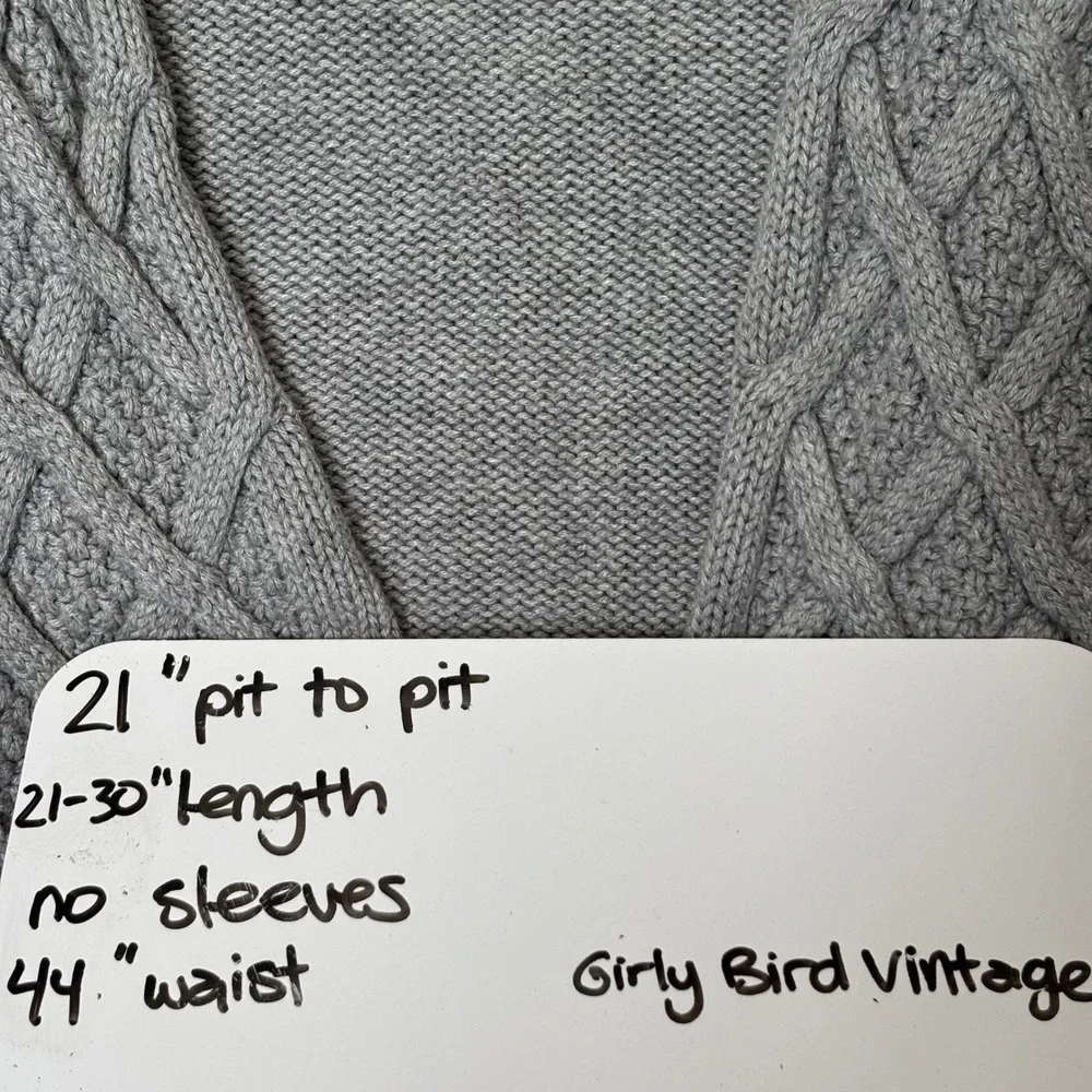 Christopher & Banks Women's Small Gray Cable Knit Open Front Cardigan Vest Comfy